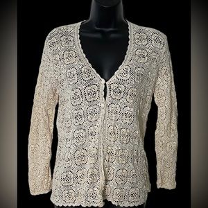 Vintage Crochet cotton women blouse size small